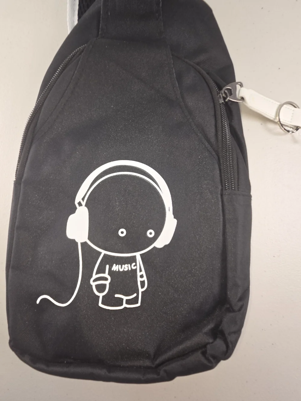 Kuchen & Bag Music Crossbody Backpack Purse Black & White Adjustable Strap